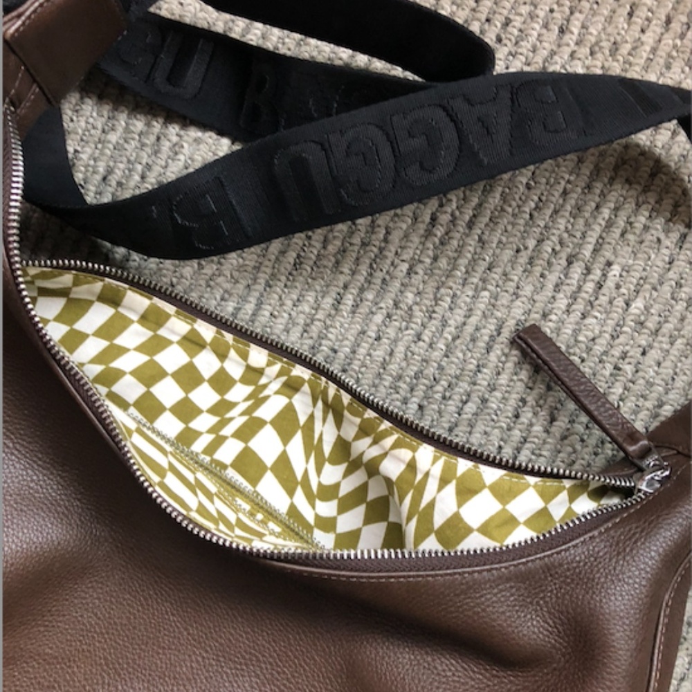 Baggu Brown leather crescent bag deadstock leather NWOT
